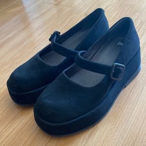 Camper Wilma Black Suede Platform Mary Jane Sz 39